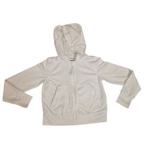 Athleta Girl XS/6 White Hooded Full Zip Jacket Lightweight Stretch Fabric Hoodie